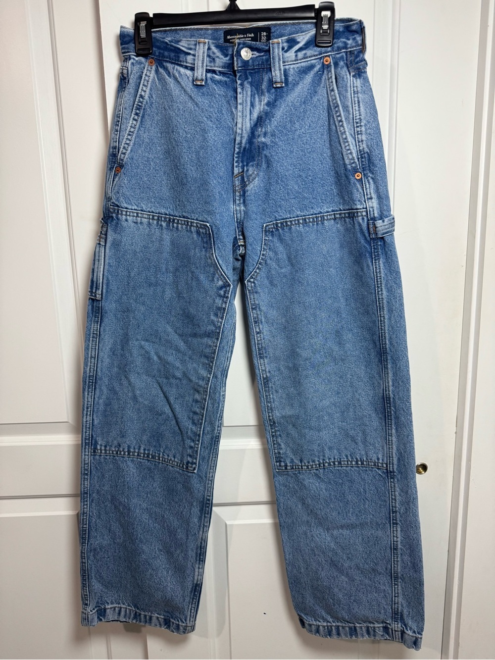 Abercrombie & Fitch Authentic Rigid Denim Baggy Carpenter Jeans Men Blue 28x32